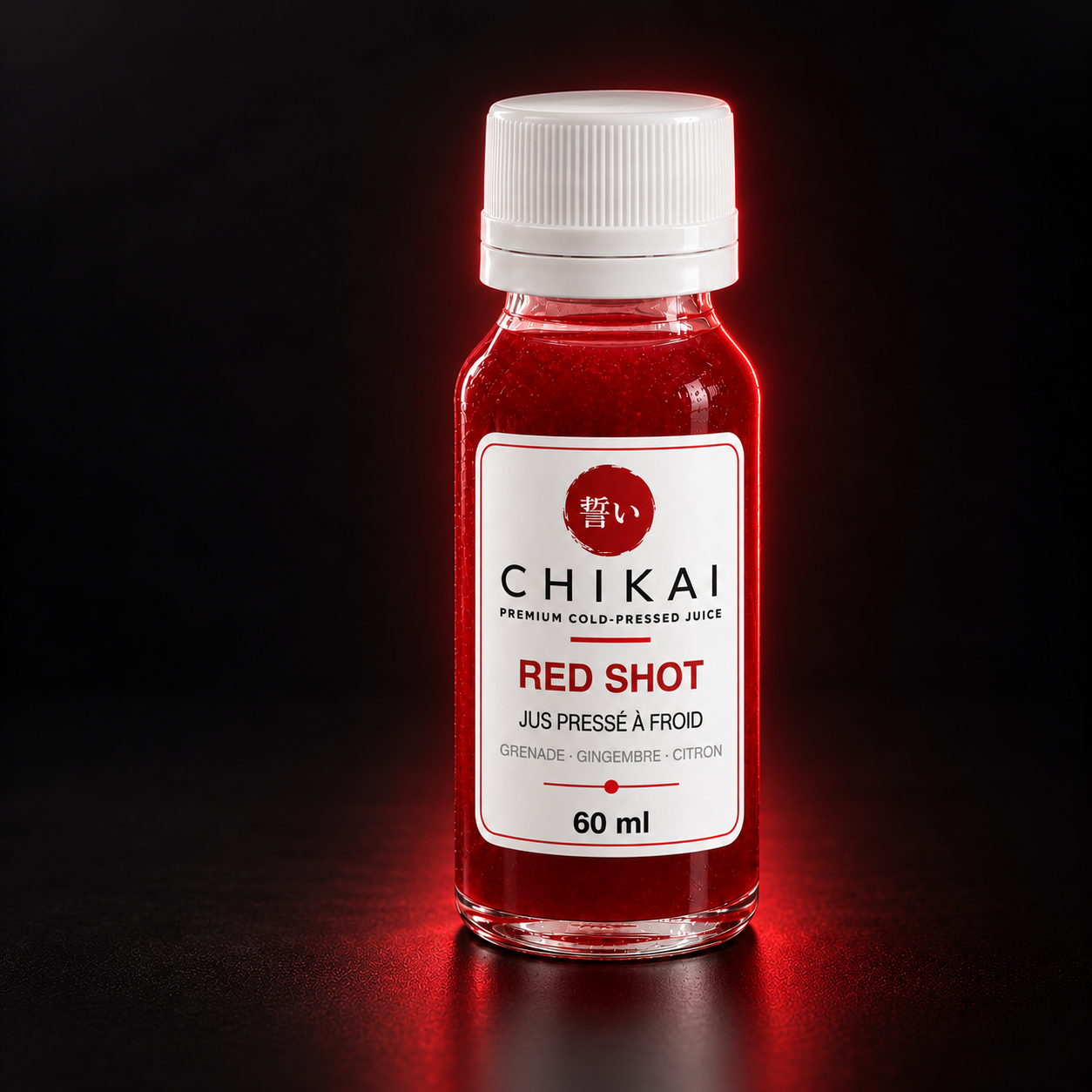 Red Shot CHIKAI 60 ml sur fond noir
